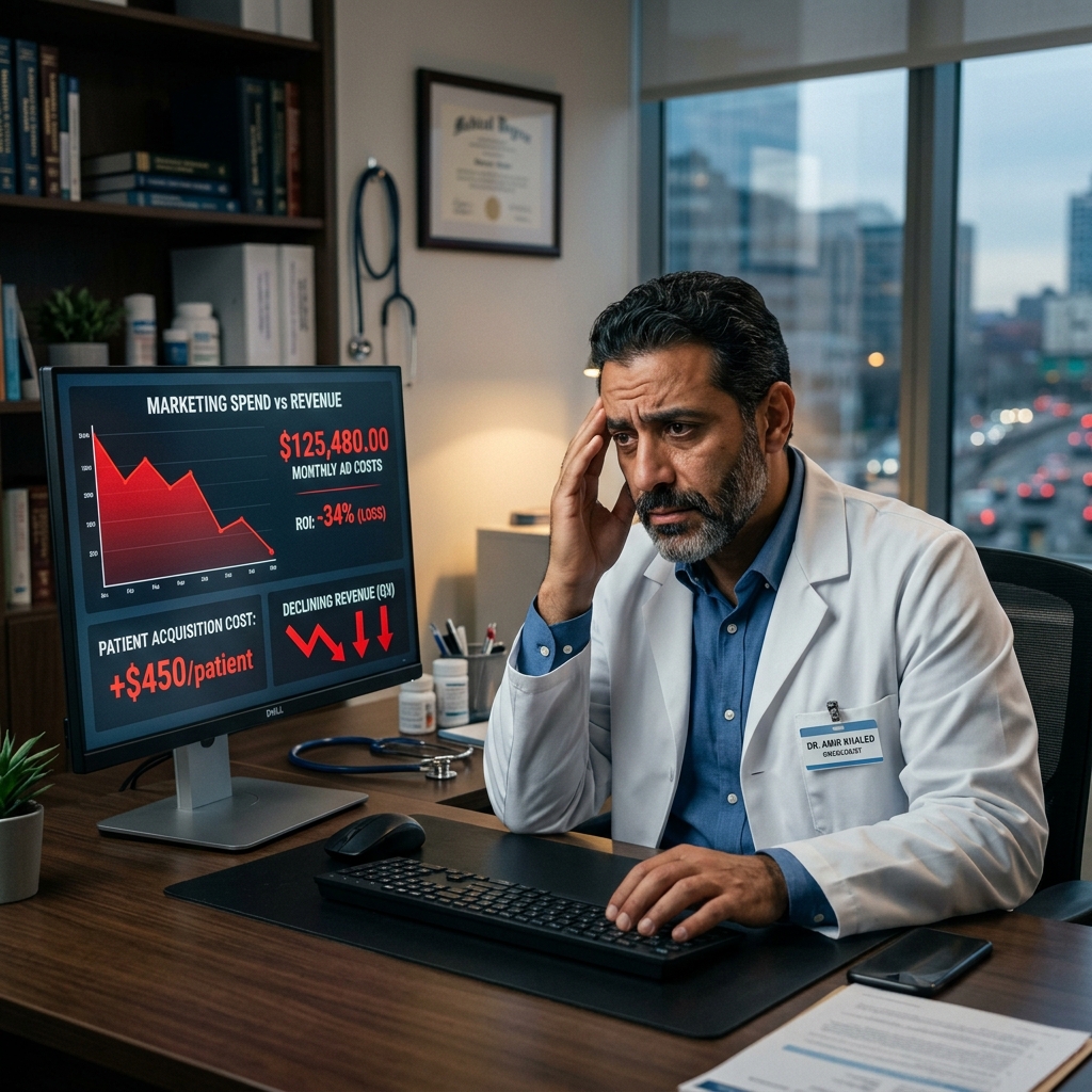 Doctor feeling anxious about low patient flow in Dubai